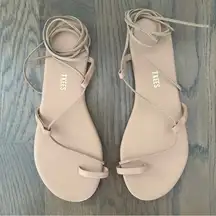 NWT Tkees Jo Ankle Wrap Flat Leather Sandals in Hazelton Beige Size 9 US 40 EU