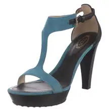 Tod's Suede & Leather T-Strap Platform Sandals