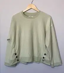 Madewell Mint Green Fleece Side Button Relaxed Fit Sweatshirt Women's Size M