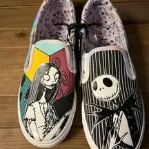 NWT Nightmare Before Christmas ladies size 8 slip on shoes Jack and Sally (bg)