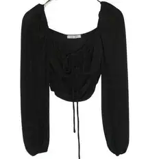 Gab & Kate Cut Out Long Sleeve Crop Top Stretch Black Sz M NWOT