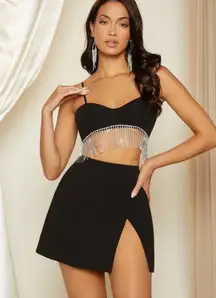 BAE Fringe Hem Crop Cami Top & Split Hem Skirt