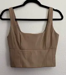 Aritzia Wilfred Faux Leather Square Neck Crop Top Tank XS