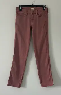 Mother The Rascal Cuff Mid Rise Straight Leg Jeans Rose Mauve Paradise Puff 25