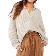 Free People | Marlie Pullover Sweater in Pebble Collared Oversized Size Small