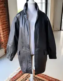 Vintage Croft & Barrow Black Leather Jacket with Faux Fur Zip Out Lining Sz 1X