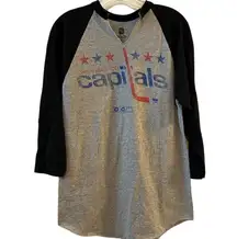 Washington Capitals CCM NHL Gray Raglan Long Sleeve T-Shirt M