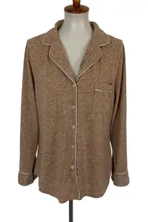 Aamikast Brown Pajama Top Medium Long Sleeve Lounge Sleepwear Cozy Soft
