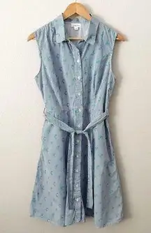 CHLOE + RENE x ANTHROPOLOGIE | Sleeveless Shirt Dress Navy Stripe Green | Large
