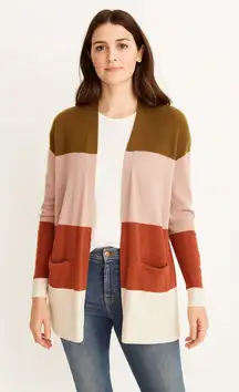 Madewell Walker Cardigan Womens Colorblock Open‎ Front Sweater Pockets Size M