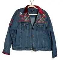 Shaver lake Vintage Embroidered Bohemian Denim
Jean Jacket size XL
