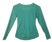 Athleta womens small green stripe athletic long sleeve swiftly flaw gym lulu gap