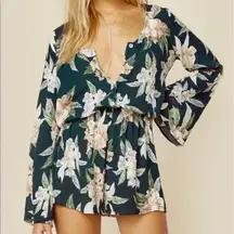 NWT Show Me Your Mumu Red Rocks Cloud Short Romper Green Floral Sz‎ Large Preppy