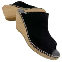 S.O.N.A.L.I. (SONALI) Black Suede Leather Espadrille Wedge Mules Women’s Size 8.
