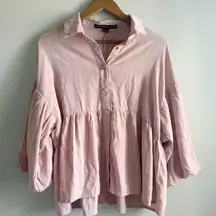 HYFVE Pink Balloon Sleeve Peasant Blouse