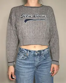 Charlotte Russe Gray West Coast Cropped Sweater Size Medium