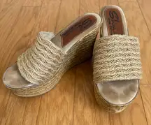 Sbicca Vintage Collection Wedge Sandals Raffia Woven Slides‎ Size 9