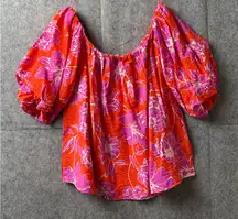 By Togetherness Size S The Maria Top Puffy Sleeve Off the‎ shoulder floral shirt