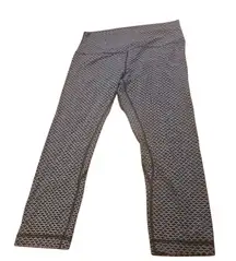 Lululemon Black White Patterned‎ Cropped Yoga Leggings Athletic Pants 10