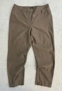 Worthington Brown Trousers with Gold Zippers Low Rise Flat Front