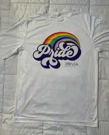 Pride T-Shirt LGBTQ Women's Small White Rainbow Athletic