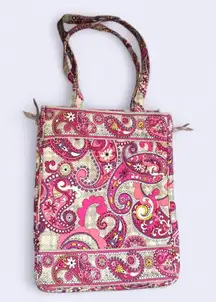 Vera Bradley paisley shoulder laptop tote book carryon weekender overnighter work school hand bag purse pink Measurement in pics