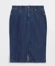 White House Black Market blue denim pencil skirt corset waist women’s size 2 nwt