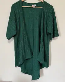 LuLaRoe Womens Cardigan Sweater Small Green Short Sleeve Open Front Relaxed
