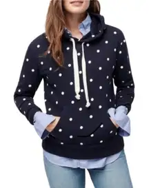 J.Crew Sweater Womens XX‎ Small Blue Polka Dot Fleece Pullover Hoodie