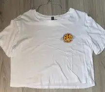 Divided by H&M White pizza short sleeve shirt top crop