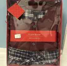 Club Room Men's Sz S Knit Pajama Set Long Sleeve Henley Top Elastic Waist Pants