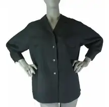 Harve Benard,18W, Black Linen Blend Shirt, long sleeve button front blouse, $23