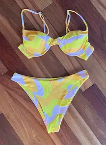 AURELLE Vibrant Yellow and Orange Bikini Set