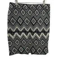 J Crew The Pencil Skirt Tan Black Diamond Print Lined Size 6