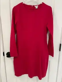 J. Crew Long Sleeve Crew Neck Hot Pink Barbiecore Stretch Sheath Dress Size 8