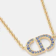 PETIT CD NECKLACE Gold-Finish Metal and Blue Crystals