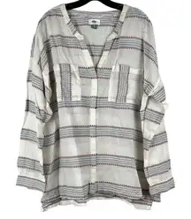 Old Navy Linen Look Strip Thin V-neck Top XL