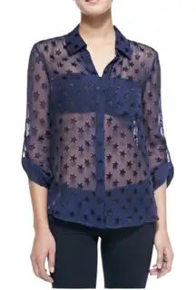 Diane von Furstenberg - Lorelei Star USA Embellished Sheer Blouse Sz 6