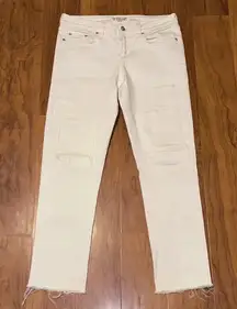 DEREK LAM 10 CROSBY Mila Patchwork Girlfriend Mid Rise White Denim Jeans sz 25