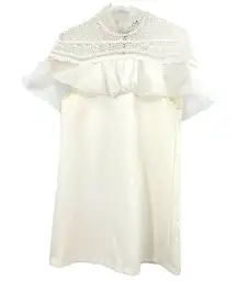 Karlie size medium white short‎ sleeve mini dress crochet neckline details
