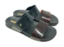 Melissa Cosmic 15 Double Strap Slide Sandals Black Tortoiseshell Size US 8‎