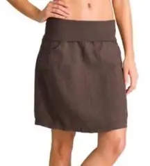 Athleta Lima 100% Linen Fold Over Waist Brown Skirt, 8