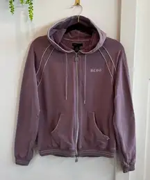 BCBG MaxAzria 90's Y2K Light Purple Zip Up Hoodie Silver Front & Back Logo XL