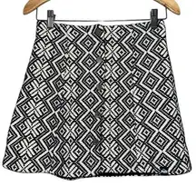 SuperDry Women’s Size M White Blue Aztec Zig Zag Print Snap Front Mini Skirt