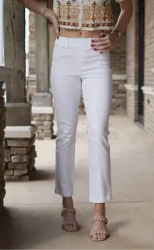 Spanx Straight Leg Ankle Jean White Denim Stretchy Pull on Elastic Waist Sz 3XT