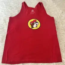 Buc-ee's Adult Large L Beaver Logo Tank Top Sleeveless Shirt Red 100% Cotton