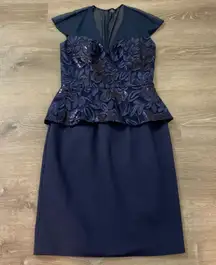 Sequin Peplum Navy Blue Dress Size 4