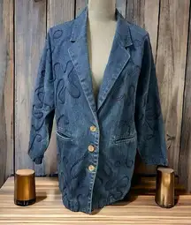 Deyas vintage Denim jacket with brocade work all over Y2K