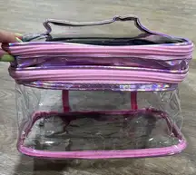 Clear and Pink Cosmetic Bag with removable foam insert for sorting