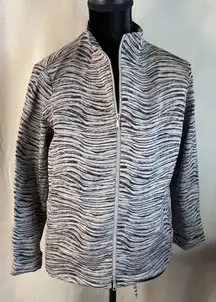 Lafayette 148 Tan Black ‎ Animal Print Tiger Lightweight Full Zip Jacket P XS